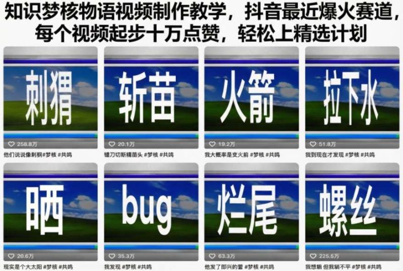 知识梦核物语视频制作教学，抖音最近爆火赛道，每个视频起步十万点赞，轻松上精选计划-创业项目网