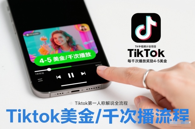 TK中视频计划项目，Tiktok第一人称解说流程，每千次播放奖励4-5美金-创业项目网
