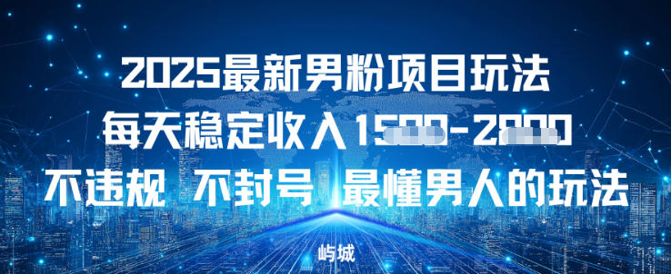 2025最新男粉项目玩法每天稳定收入多张，不违规不封号，最懂男人的玩法之一-创业项目网