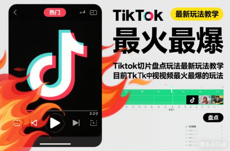 Tiktok切片盘点玩法最新玩法教学,目前Tk中视频最火最爆的玩法-创业项目网