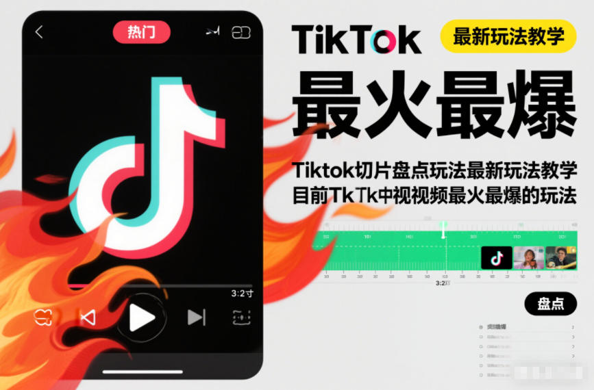Tiktok切片盘点玩法最新玩法教学，目前Tk中视频最火最爆的玩法-创业项目网