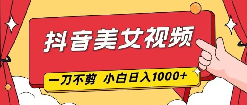 抖音美女视频,一刀不剪,两分钟一条视频,小白轻松上手,日入1000-创业项目网