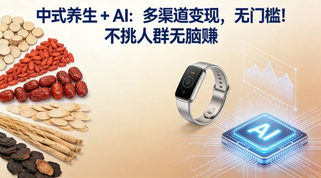 中式养生+AI：多渠道变现，无门槛，不挑人群无脑賺-创业项目网