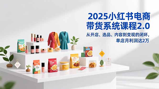 2025小红书电商带货系统课程2.0，从开店、选品、内容到变现的闭环，单店月利润达2万-创业项目网
