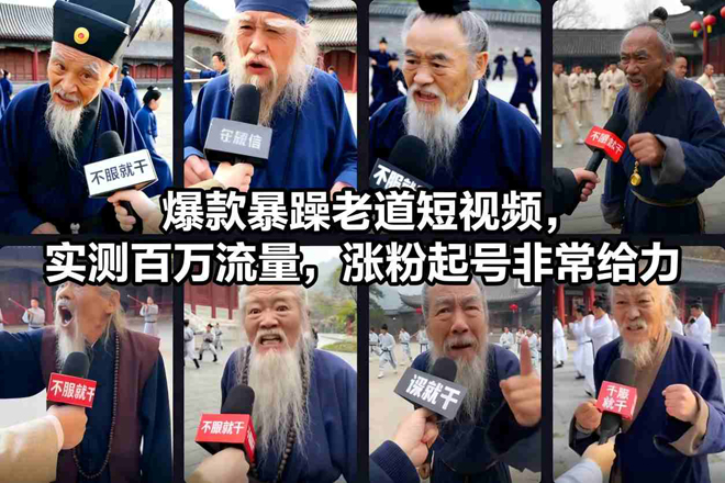 爆款暴躁老道短视频，实测百万流量，涨粉起号非常给力-创业项目网