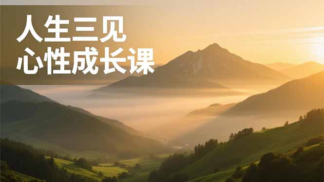 人生三见心性成长课，见天地众生自己，搞透人性安顿身心，活出清晰自我，内在富足无价-创业项目网