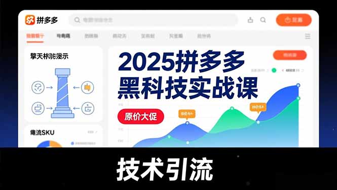 2025拼多多黑科技实战课，擎天柱玩法、爆流SKU、原价大促，技术引流，单店日销轻松破千单-创业项目网