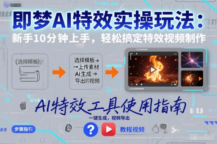 即梦AI特效实操玩法：新手10分钟上手，轻松搞定特效视频制作-创业项目网