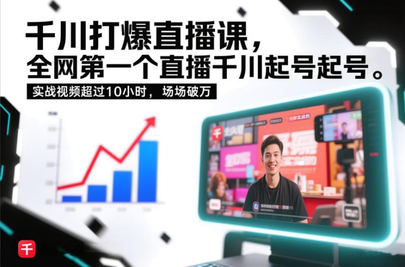 千川打爆直播课,全网第一个直播千川起号录屏实战的,实战视频超过10小时,场场破万-创业项目网