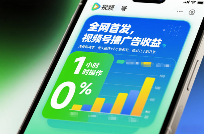 全网首发，视频号撸广告收益，无任何成本，每天操作1个小时即可，收益几十到几百-创业项目网