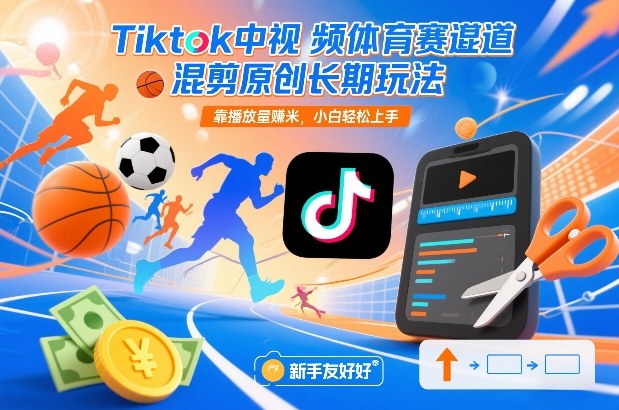 Tiktok中视频体育赛道混剪原创长期玩法，靠播放量賺米，新手轻松上手-创业项目网