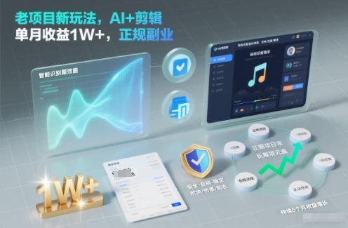 老项目新玩法,AI+剪辑,单月收益1W+,正规副业-创业项目网