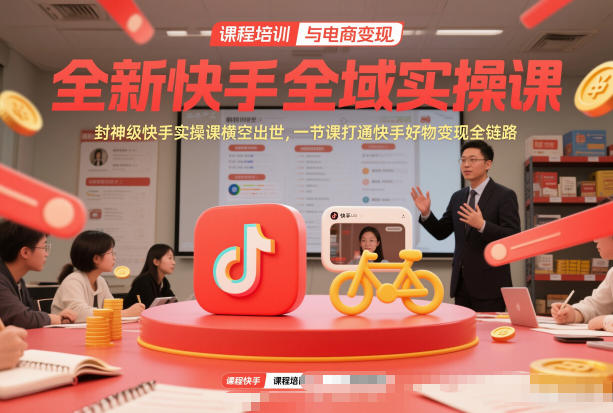全新快手全域实操课,封神级快手实操课横空出世,一节课打通快手好物变现全链路-创业项目网