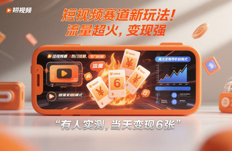 短视频赛道新玩法！流量超火，变现强，有人实测，当天变现600+-创业项目网