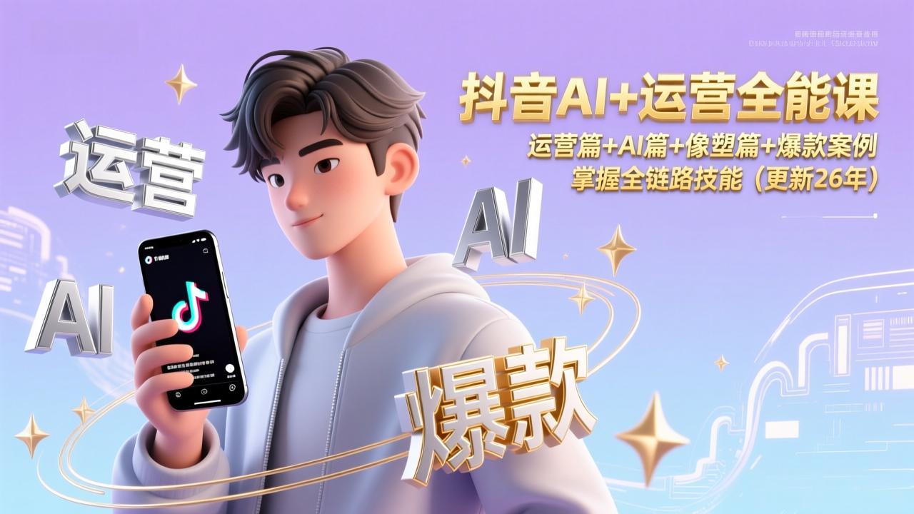 抖音AI+运营全能课，运营篇+AI篇+像塑篇+爆款案例，掌握全链路技能（更新26年）-创业项目网