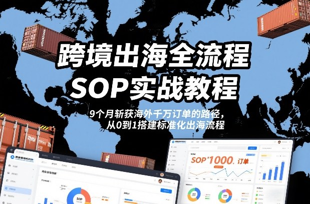 跨境出海全流程全盘托出SOP实战教程，9个月斩获海外千万订单的路径，从0到1搭建标准化出海流程-创业项目网