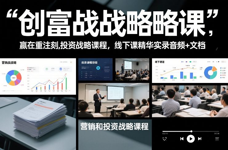 创富战略课,赢在重注时刻,营销和投资战略课程,线下课精华实录音频+文档-创业项目网