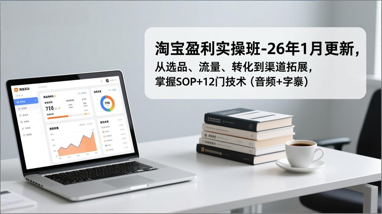 淘宝盈利实操班-26年1月更新，从选品、流量、转化到渠道拓展，掌握SOP+12门技术（音频+字幕）-创业项目网