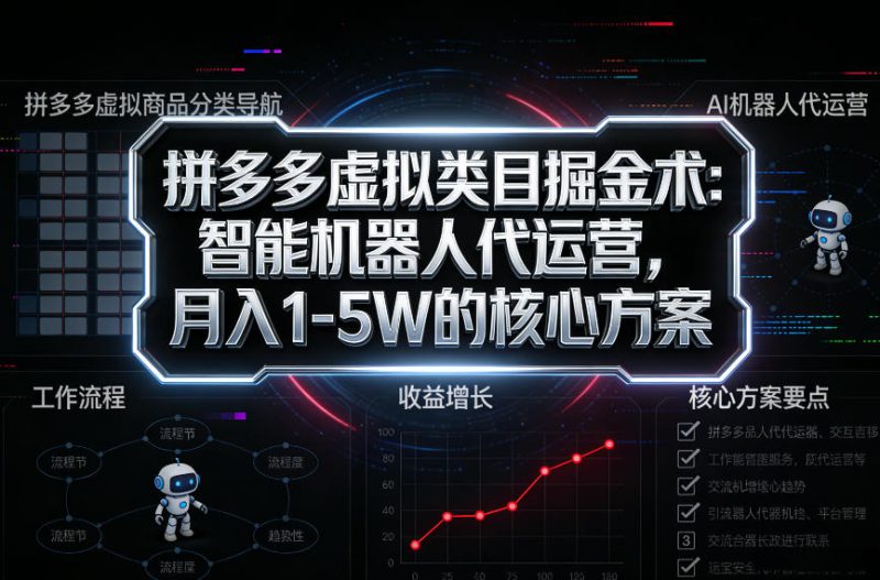 拼多多虚拟类目掘金术：智能机器人代运营，月入1-5W的核心方案-创业项目网