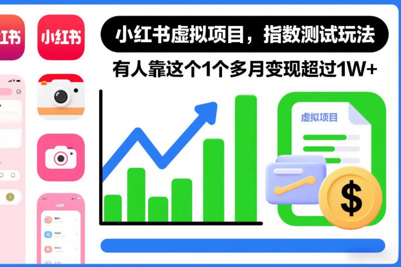 小红书虚拟项目,指数测试玩法,有人靠这个1个多月变现超过1W+-创业项目网