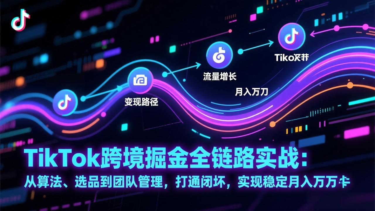 TikTok跨境掘金全链路实战：从算法、选品到团队管理，打通闭环，实现稳定月入万刀-创业项目网