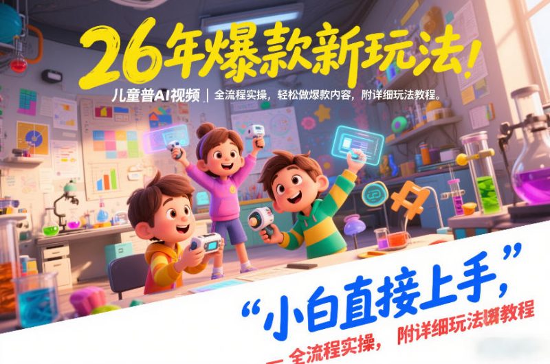 26年爆款新玩法！儿童科普AI视频全流程实操，小白轻松上手，附详细教程-创业项目网