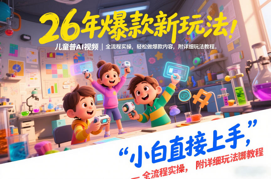 26年爆款新玩法！儿童科普AI视频全流程实操，小白轻松上手，附详细教程-创业项目网