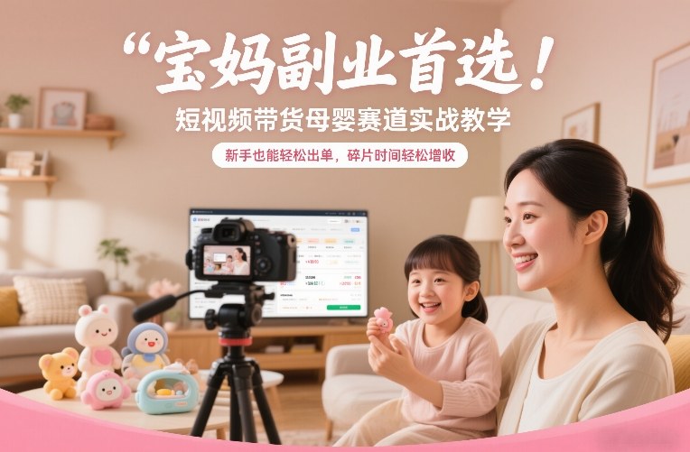 宝妈副业首选!短视频带货母婴赛道实战教学,新手也能轻松出单,碎片时间轻松增收-创业项目网