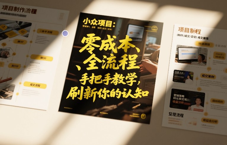 小众项目：零成本、全流程（制作-成交-变现）手把手教学，刷新你的认知-创业项目网