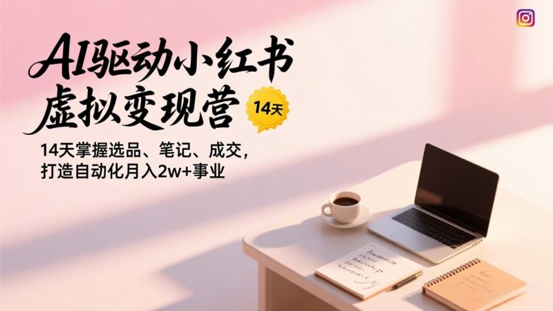 AI驱动小红书虚拟变现营，14天掌握选品、笔记、成交，打造自动化月入2w+事业-创业项目网