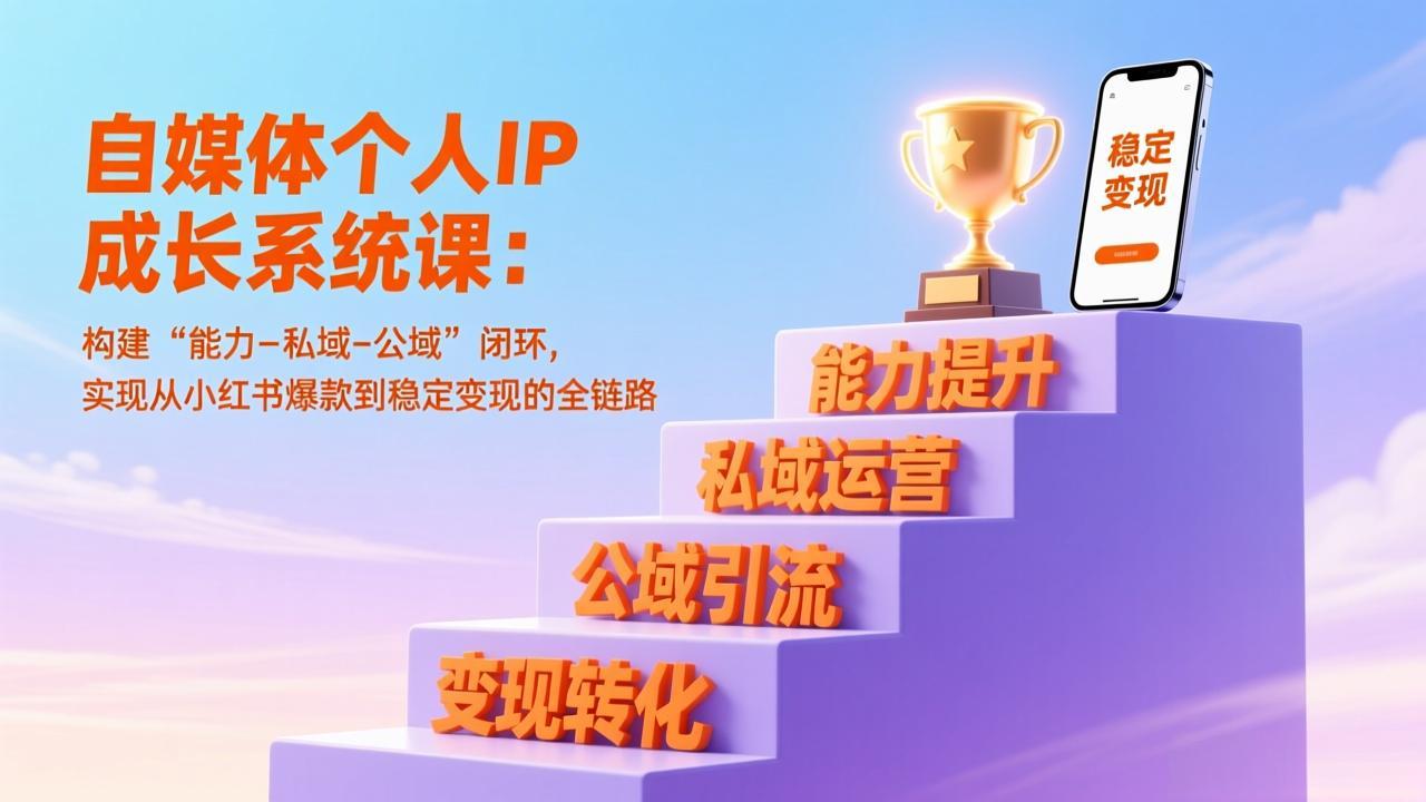 自媒体个人IP成长系统课：构建“能力-私域-公域”闭环，实现从小红书爆款到稳定变现的全链路-创业项目网