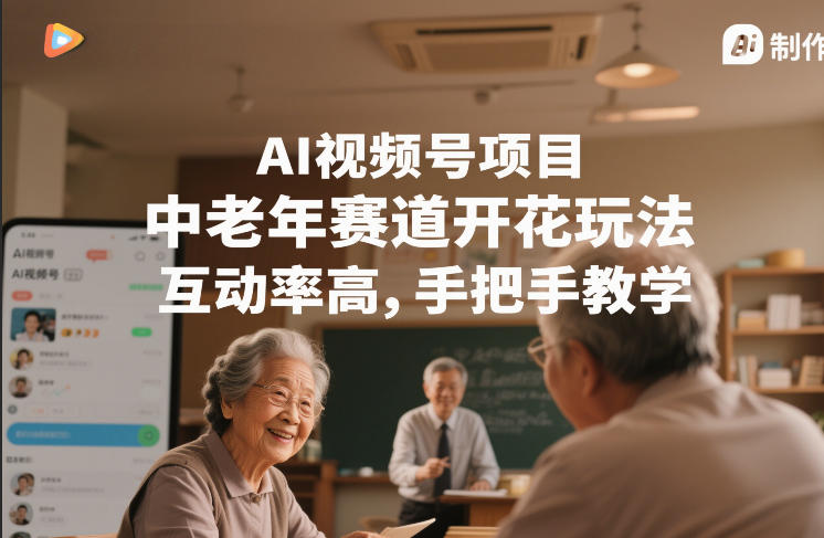 AI视频号项目,中老年赛道开花玩法,互动率高,手把手教学-创业项目网