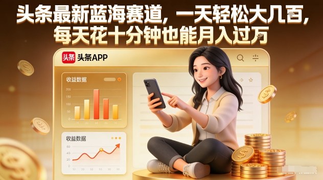 头条最新蓝海赛道,一天轻松大几张,每天花十分钟也能月入过1W-创业项目网