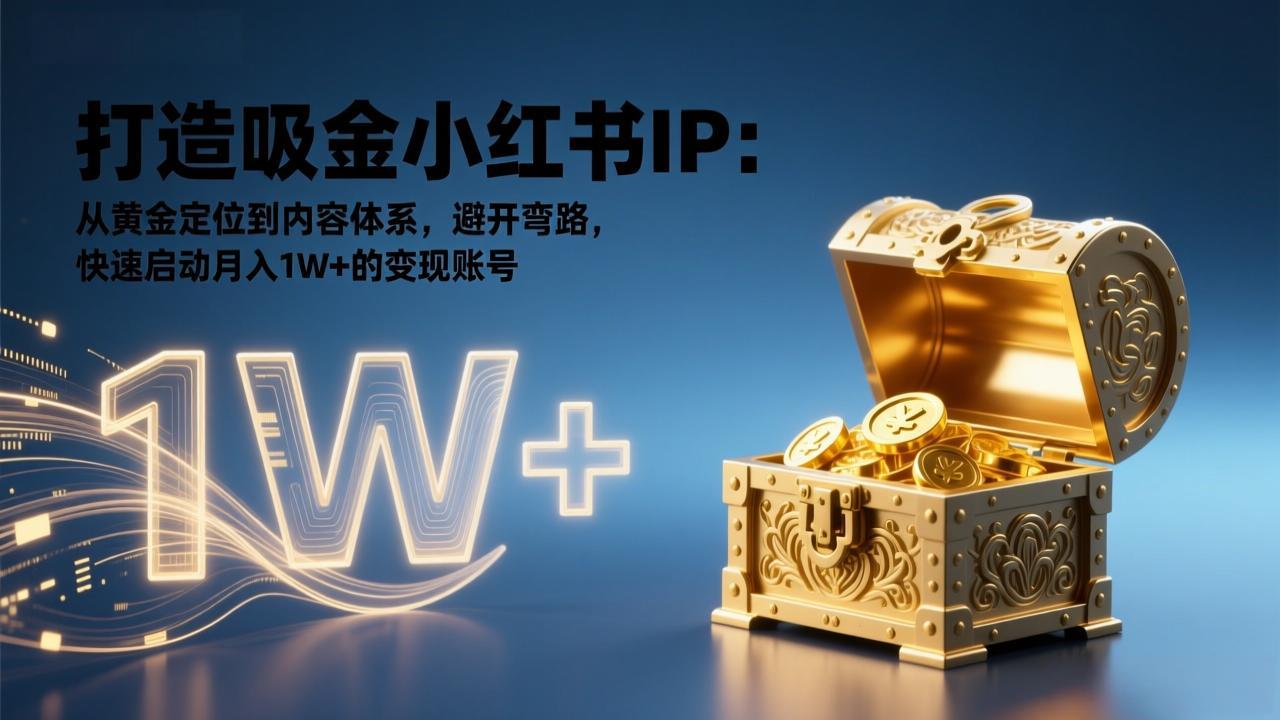 打造吸金小红书IP：从黄金定位到内容体系，避开弯路，快速启动月入1W+的变现账号-创业项目网