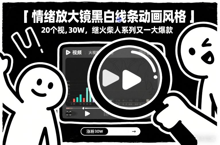 黑白线条动画引爆情绪,20个视频狂揽30万粉,火柴人之后又一爆款诞生-创业项目网