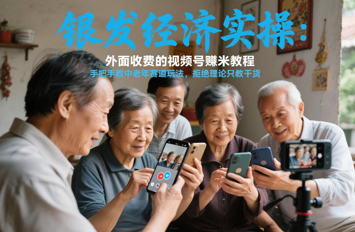 银发经济实操:外面收费的视频号賺米教程,手把手教中老年赛道玩法,拒绝理论只教干货-创业项目网