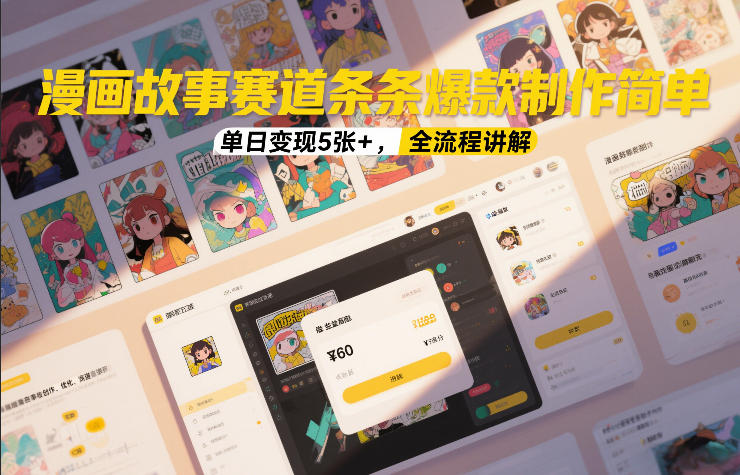漫画故事赛道条条爆款制作简单,单日变现5张+,全流程讲解-创业项目网