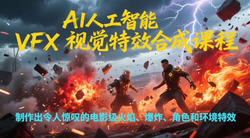 AI人工智能VFX视觉特效合成课程，制作出令人惊叹的电影级火焰、爆炸、角色和环境特效-创业项目网