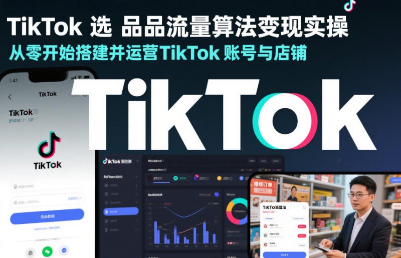 TikTok选品流量算法变现实操，从零开始搭建并运营TikTok账号与店铺-创业项目网