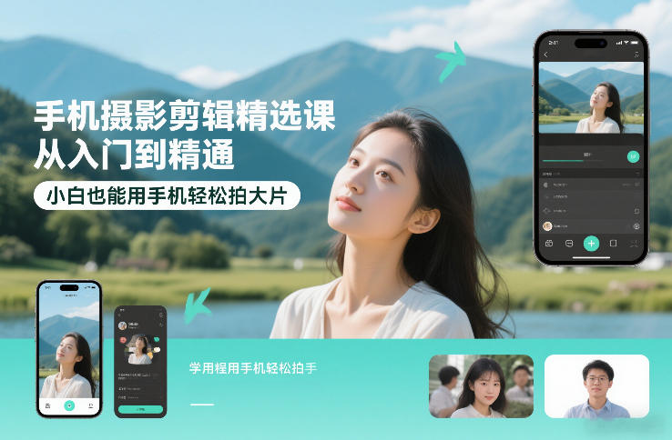 手机摄影剪辑精选课,从入门到精通,小白也能用手机轻松拍大片-创业项目网