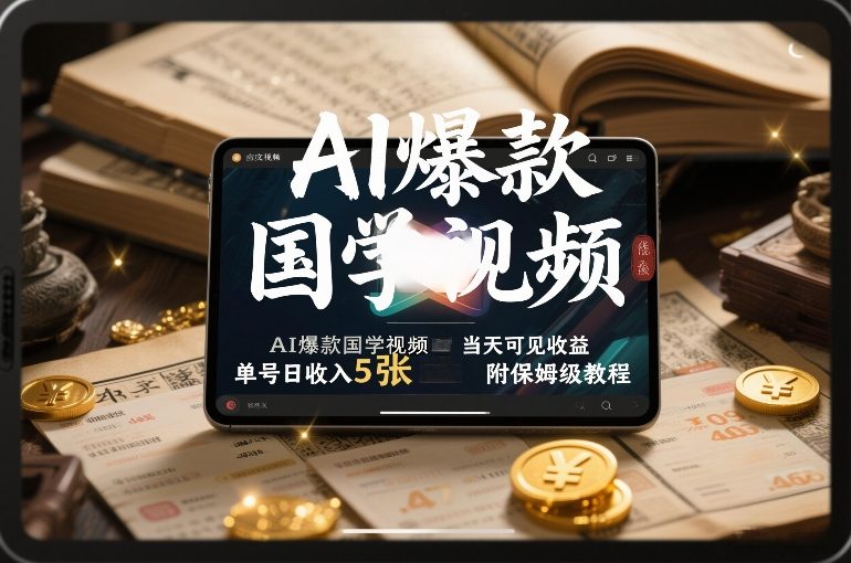 AI爆款国学视频,独家起号方法,小白直接上手,当天可见收益,单号日收入5张+附保姆级教程-创业项目网
