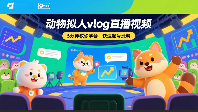 动物拟人vlog直播视频，5分钟教你学会，快速起号涨粉-创业项目网
