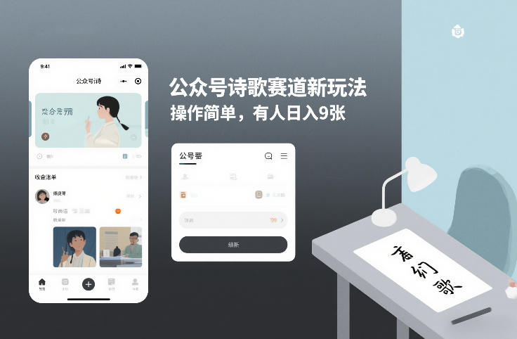 公众号诗歌赛道新玩法，操作简单，有人日入9张-创业项目网