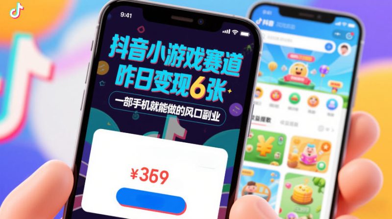 抖音小游戏赛道，昨日变现600+，零基础一部手机就能做的风口副业-创业项目网