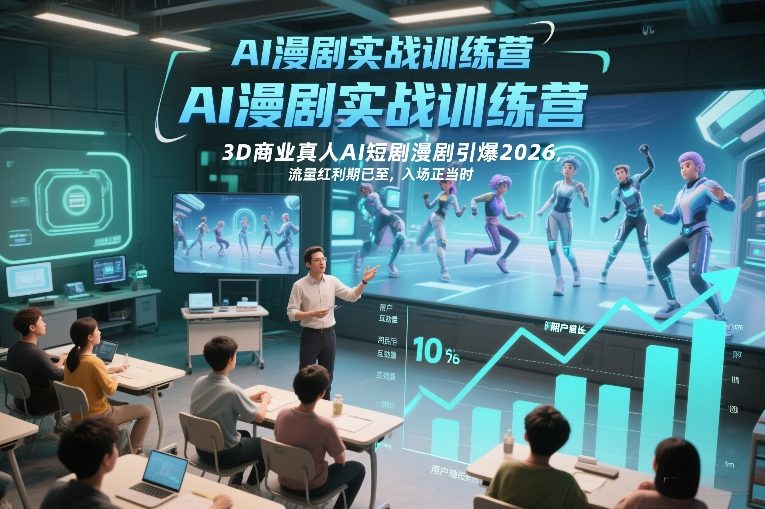 AI漫剧实战训练营，3D商业真人AI短剧漫剧引爆2026，流量红利期已至，入场正当时-创业项目网