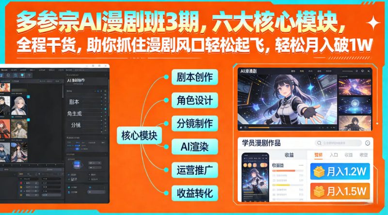 多参宗AI漫剧班3期，六大核心模块，全程干货，助你抓住漫剧风口轻松起飞，轻松月入破1W+-创业项目网