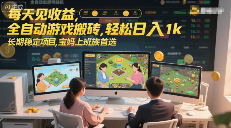 每天见收益，全自动游戏搬砖，轻松日入1k，长期稳定项目，宝妈上班族首选-创业项目网