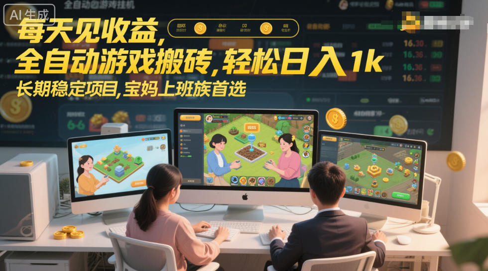 每天见收益，全自动游戏搬砖，轻松日入1k，长期稳定项目，宝妈上班族首选-创业项目网
