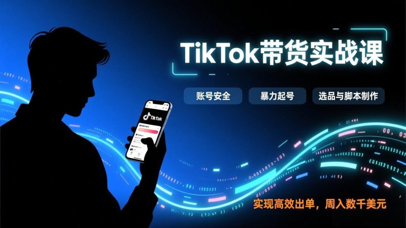 TikTok带货实战课，涵盖账号安全、暴力起号、选品与脚本制作，实现高效出单，周入数千美元-创业项目网