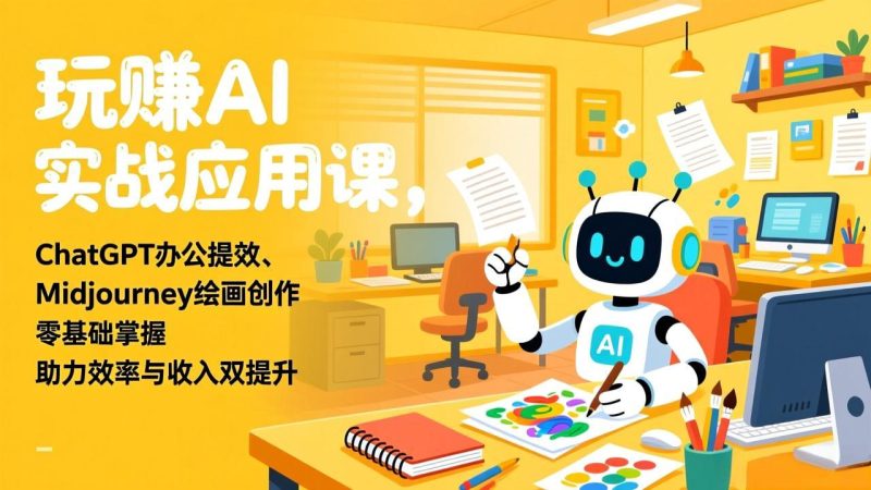 玩赚AI实战应用课，ChatGPT办公提效、Midjourney绘画创作，零基础掌握，助力效率与收入双提升-创业项目网
